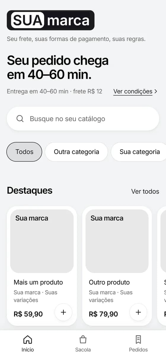 Loja com a sua marca aberta no celular